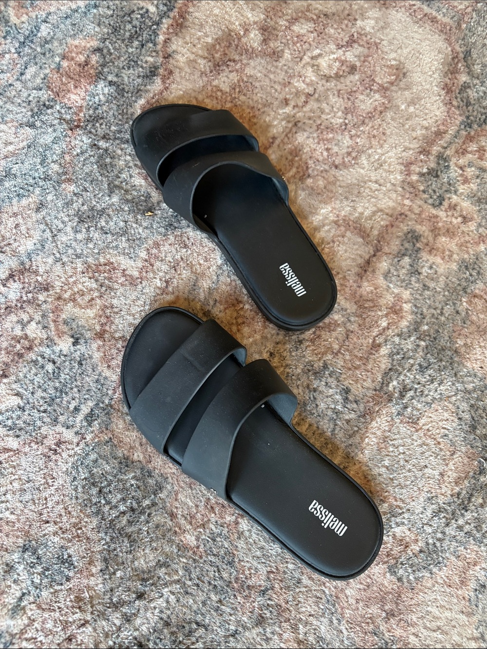 Melissa Black Double-Strap Slide Sandals